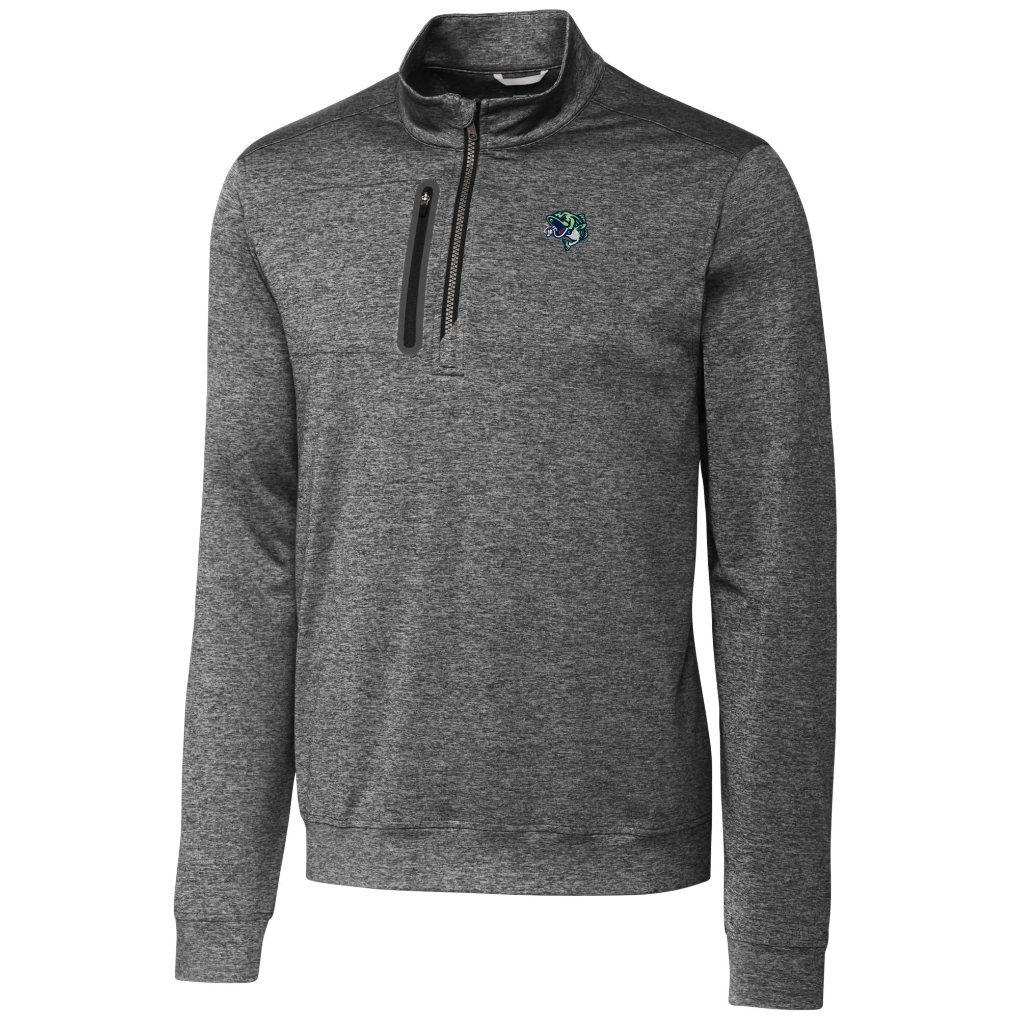 Men's Cutter & Buck Gray Gwinnett Stripers Stealth Heathered Quarter-Zip Top - Image 3