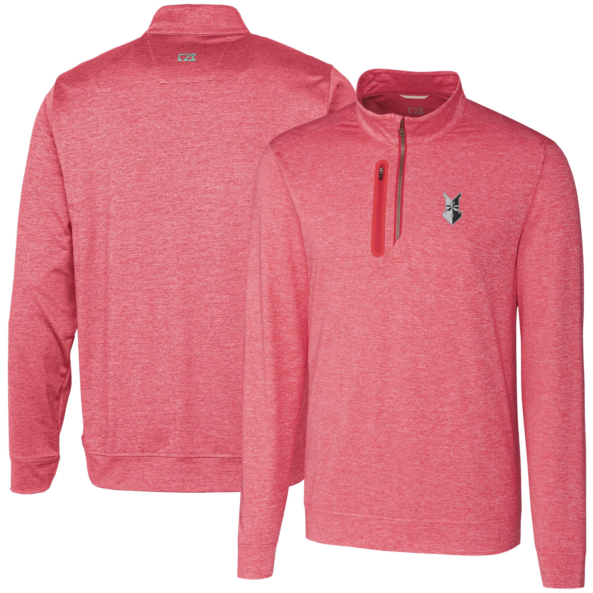 Men's Cutter & Buck Red Indianapolis Indians Stealth Heathered Quarter-Zip Top - Image 5