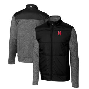 Men's Cutter & Buck Black Nashville Sounds Stealth Hybrid Quilted Full-Zip Windbreaker Jacket