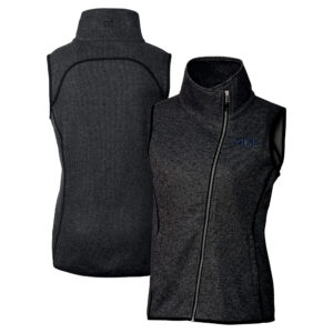 Women's Cutter & Buck  Heather Charcoal Milwaukee Brewers City Connect Mainsail Sweater Knit Asymmetrical Vest