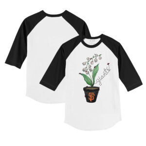 Infant Tiny Turnip White/Black San Francisco Giants Lilies & Ladybugs 3/4-Sleeve Raglan T-Shirt