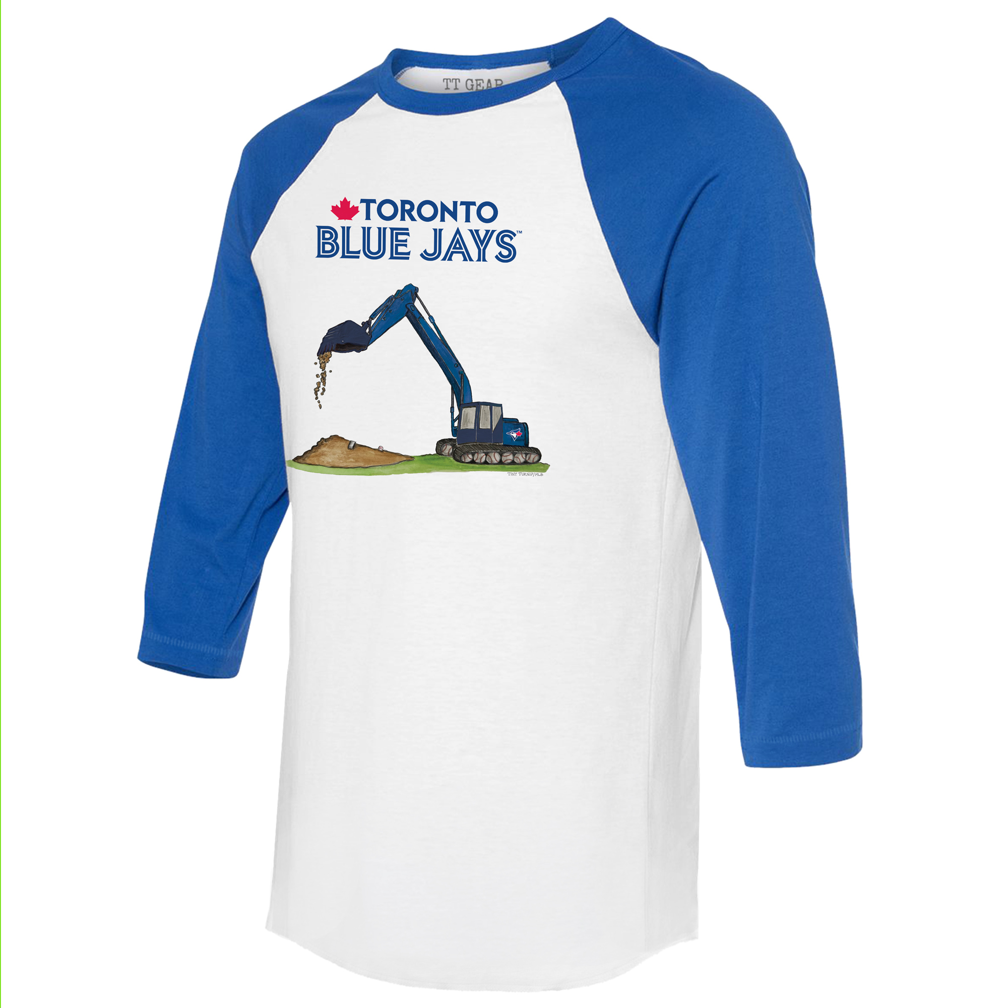 Toddler Tiny Turnip White/Royal Toronto Blue Jays Excavator 3/4-Sleeve Raglan T-Shirt - Image 7