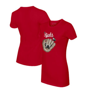 Women's Tiny Turnip Red Cincinnati Reds Butterfly Glove T-Shirt