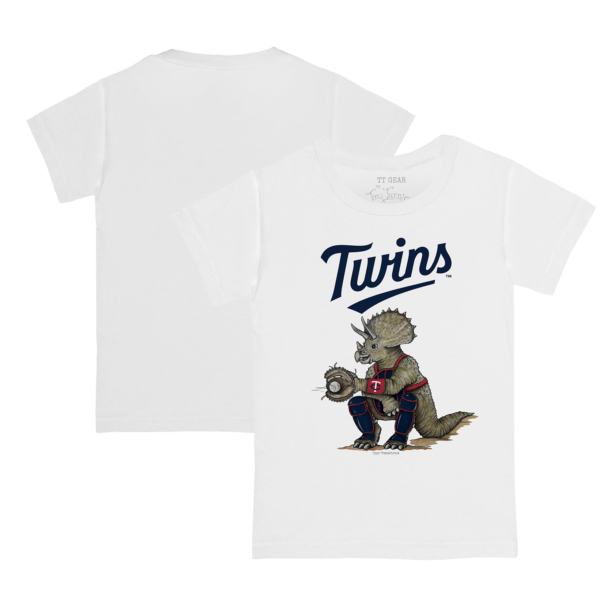 Youth Tiny Turnip White Minnesota Twins Triceratops T-Shirt - Image 2