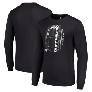 Men's Starter Black Tampa Bay Buccaneers Half Helmet Logo Long Sleeve T-Shirt
