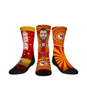 Youth Rock Em Socks Travis Kelce Kansas City Chiefs Three-Pack Bobblehead Crew Socks Set