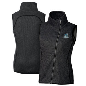 Women's Cutter & Buck  Heather Charcoal Citadel Bulldogs Vault Mainsail Sweater-Knit Full-Zip Asymmetrical Vest
