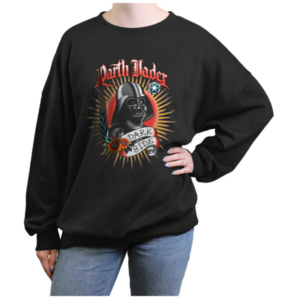 Women's Mad Engine Darth Vader Black Star Wars Tattoo Graphic Sweatshirt
