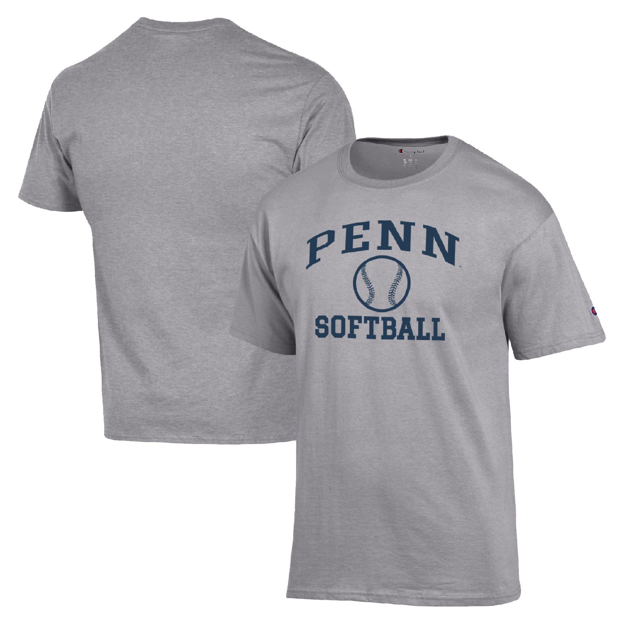 Men's Champion Gray Pennsylvania Quakers Icon Softball Powerblend T-Shirt