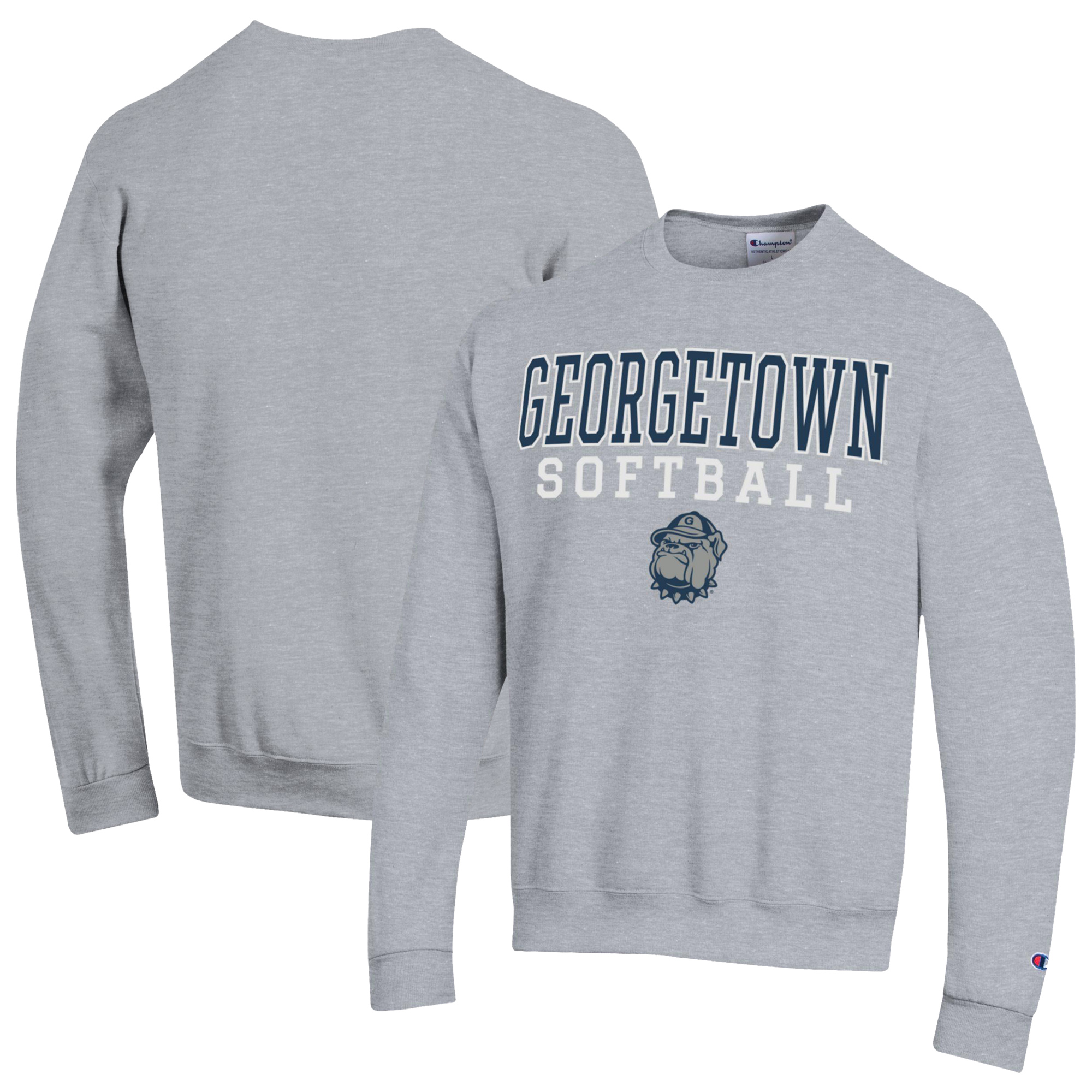 Men's Champion Gray Georgetown Hoyas Stack Logo Softball Powerblend Pullover Sweatshirt - Image 5