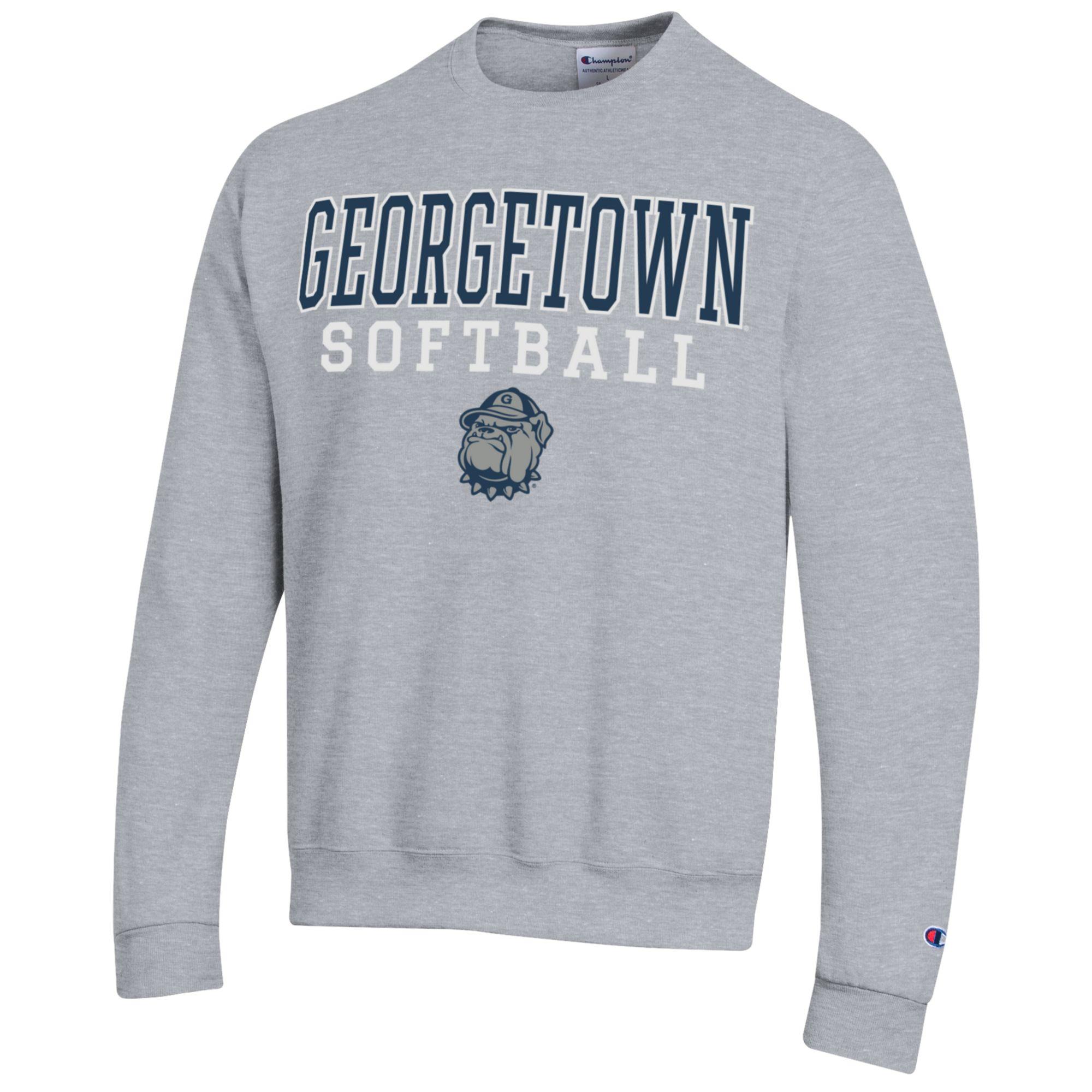 Men's Champion Gray Georgetown Hoyas Stack Logo Softball Powerblend Pullover Sweatshirt - Image 6
