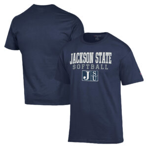 Men's Champion  Navy Jackson State Tigers Stack Logo Softball Powerblend T-Shirt