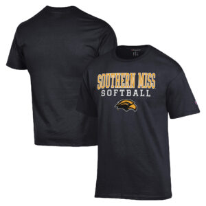 Men's Champion  Black Southern Miss Golden Eagles Stack Logo Softball Powerblend T-Shirt