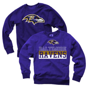 Youth Wes & Willy  Purple Baltimore Ravens Reversible Fleece Pullover Sweatshirt