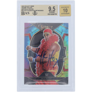 Hulk Hogan WWE Autographed 2023 Panini Select Tie-Dye Prizm #59 #13/25 Beckett Fanatics Witnessed Authenticated 9.5/10 Card