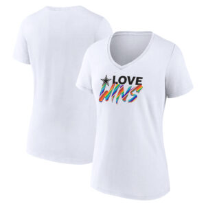 Women's White Dallas Cowboys Love Wins V-Neck T-Shirt