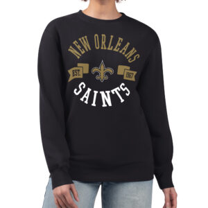Women's G-III 4Her by Carl Banks  Black New Orleans Saints Large Team Graphic Fleece Pullover Sweatshirt