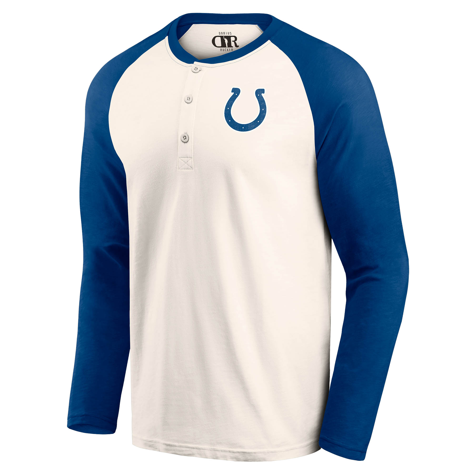 Men's Darius Rucker Collection by Fanatics Cream/Royal Indianapolis Colts Raglan Henley T-Shirt - Image 3