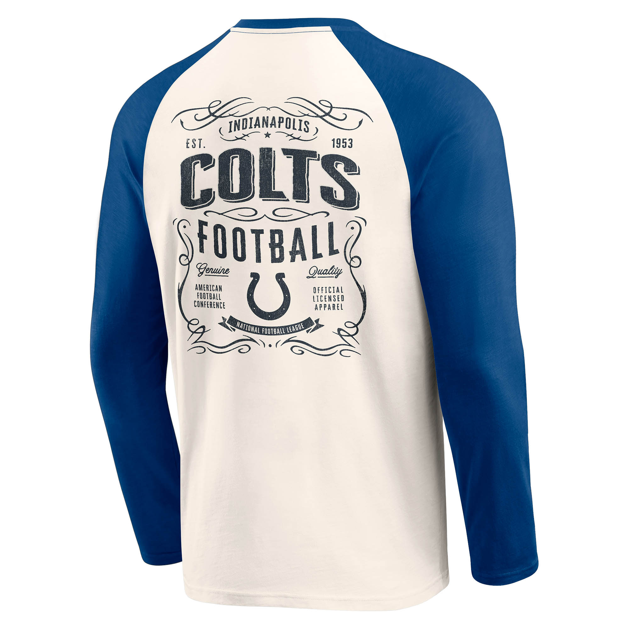Men's Darius Rucker Collection by Fanatics Cream/Royal Indianapolis Colts Raglan Henley T-Shirt - Image 4