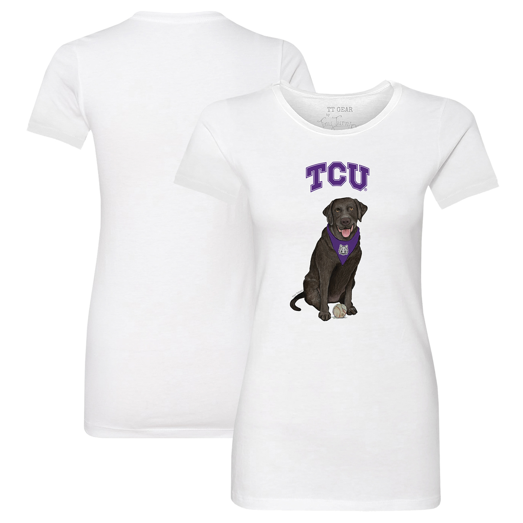 Women's Tiny Turnip White TCU Horned Frogs Black Labrador Retriever T-Shirt