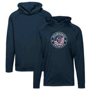 Men's Levelwear Navy Milwaukee Brewers Dimension Platoon Pullover Hoodie