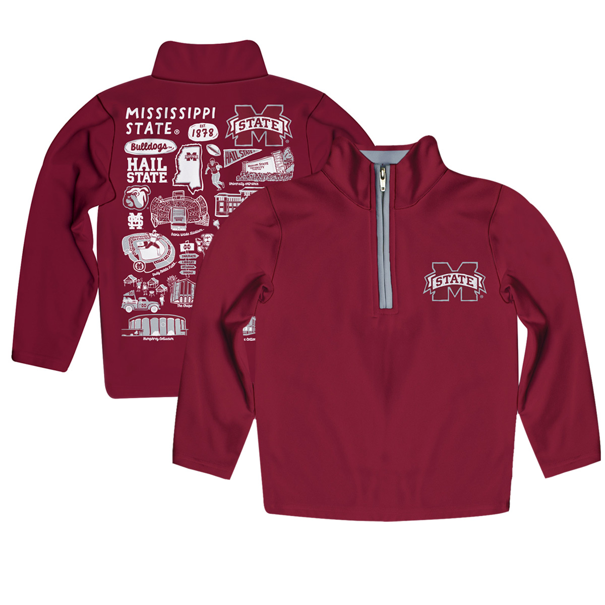 Youth Vive La Fete Maroon Mississippi State Bulldogs Impressions Artwork Quarter-Zip Jacket - Image 5