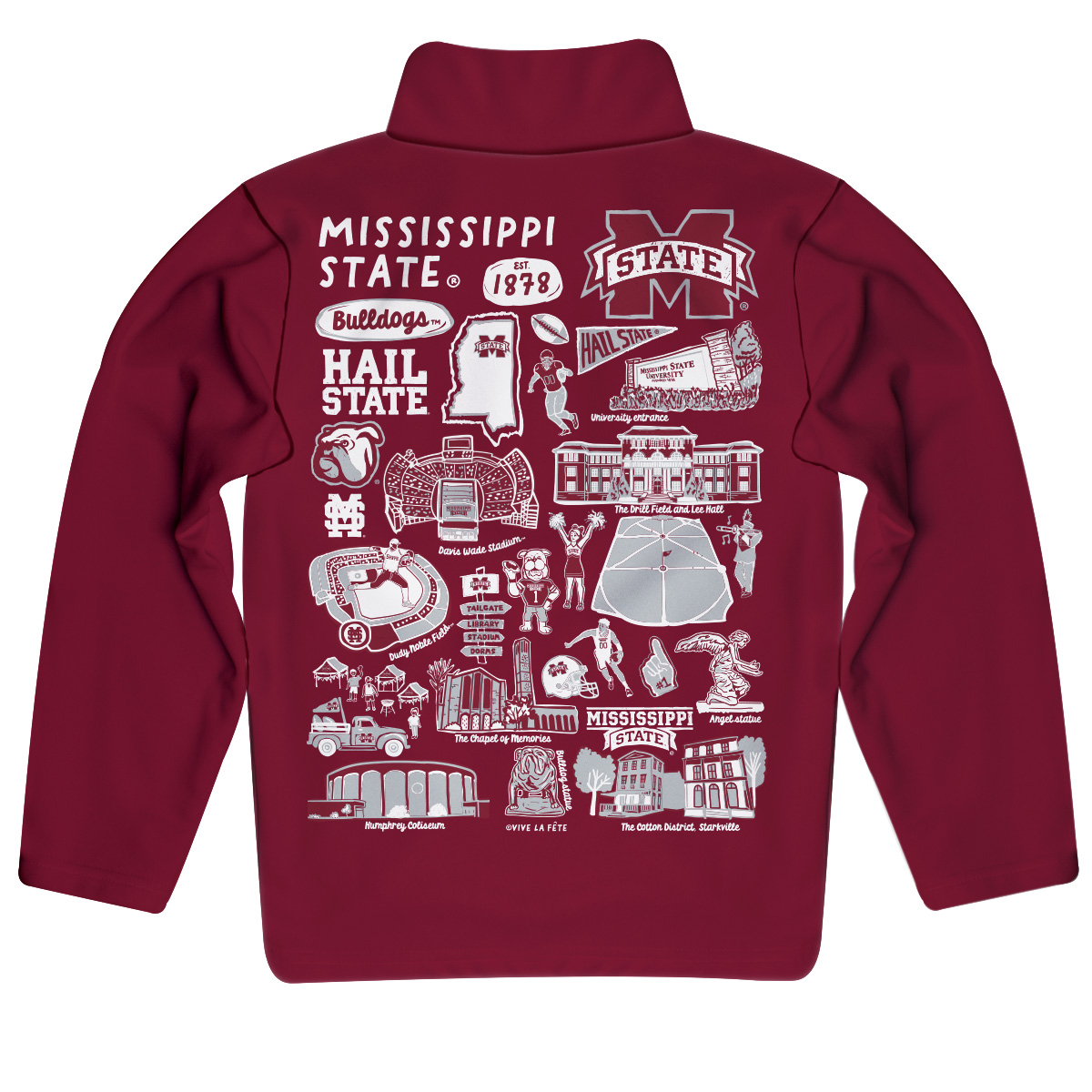 Youth Vive La Fete Maroon Mississippi State Bulldogs Impressions Artwork Quarter-Zip Jacket - Image 4