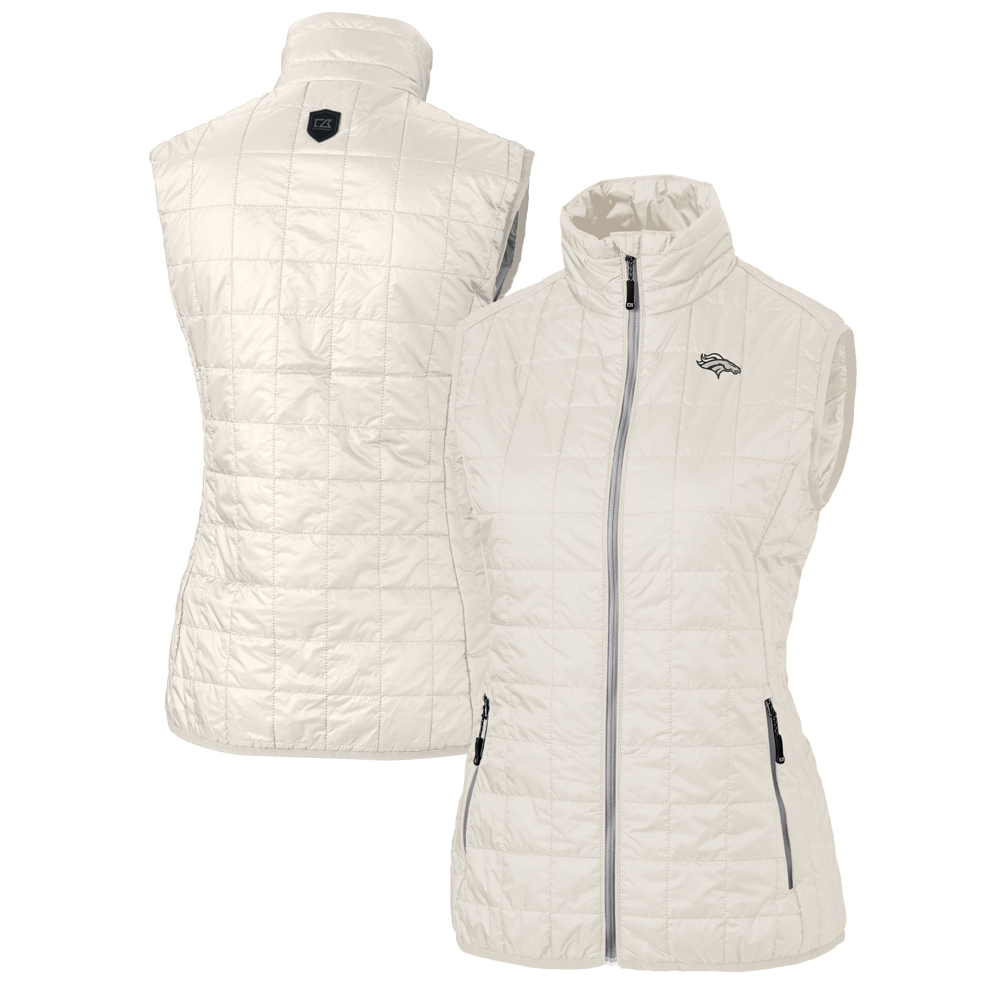 Women's Cutter & Buck Cream Denver Broncos Rainier PrimaLoft Eco Insulated Full-Zip Puffer Vest