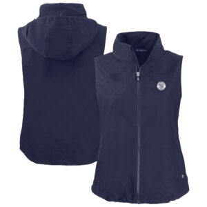Women's Cutter & Buck Navy Milwaukee Brewers Charter Eco Recycled Full-Zip Vest