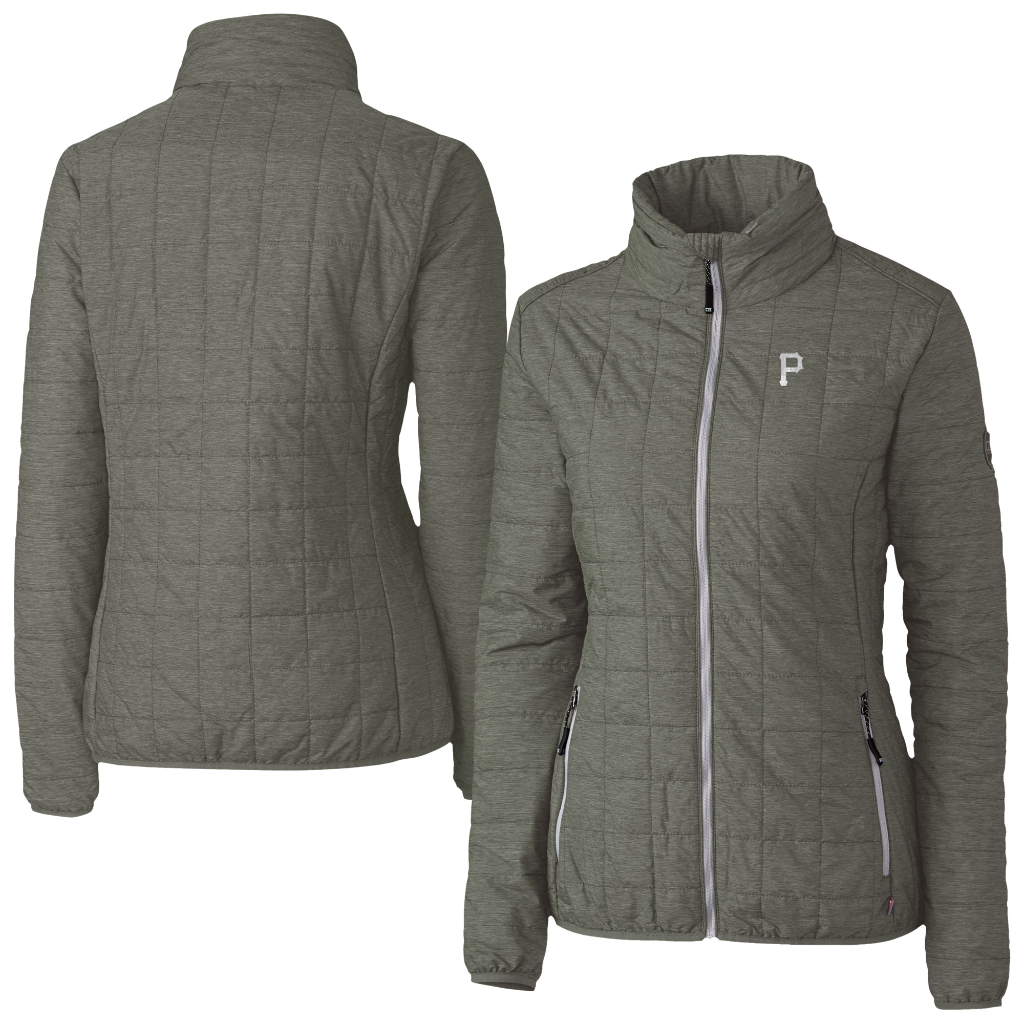 Women's Cutter & Buck Charcoal Pittsburgh Pirates Rainier PrimaLoft Eco Insulated Full-Zip Puffer Jacket - Image 2