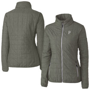Women's Cutter & Buck Charcoal Pittsburgh Pirates Rainier PrimaLoft Eco Insulated Full-Zip Puffer Jacket
