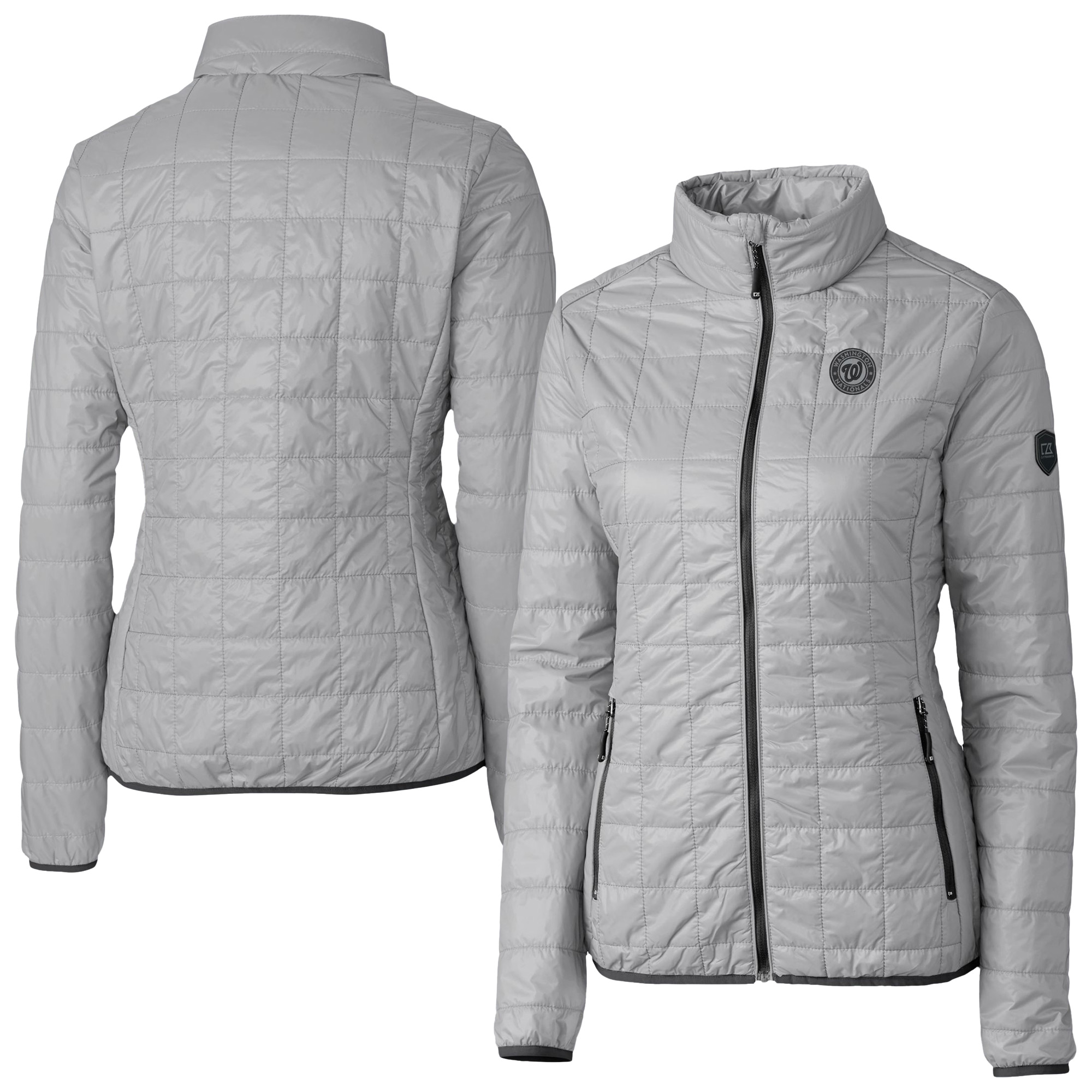 Women's Cutter & Buck Gray Washington Nationals Rainier PrimaLoft Eco Insulated Full-Zip Puffer Jacket - Image 5