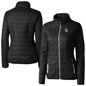 Women's Cutter & Buck Black San Diego Padres Rainier PrimaLoft Eco Insulated Full-Zip Puffer Jacket