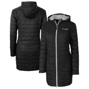 Women's Cutter & Buck Black Atlanta Braves Rainier Primaloft Eco Insulated Hooded Long Coat