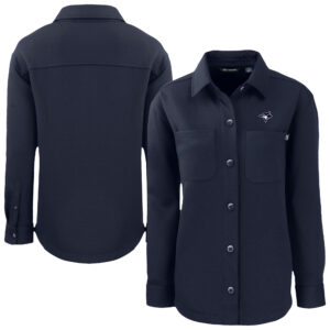 Women's Cutter & Buck Navy Toronto Blue Jays Roam Eco Recycled Shirt Jacket
