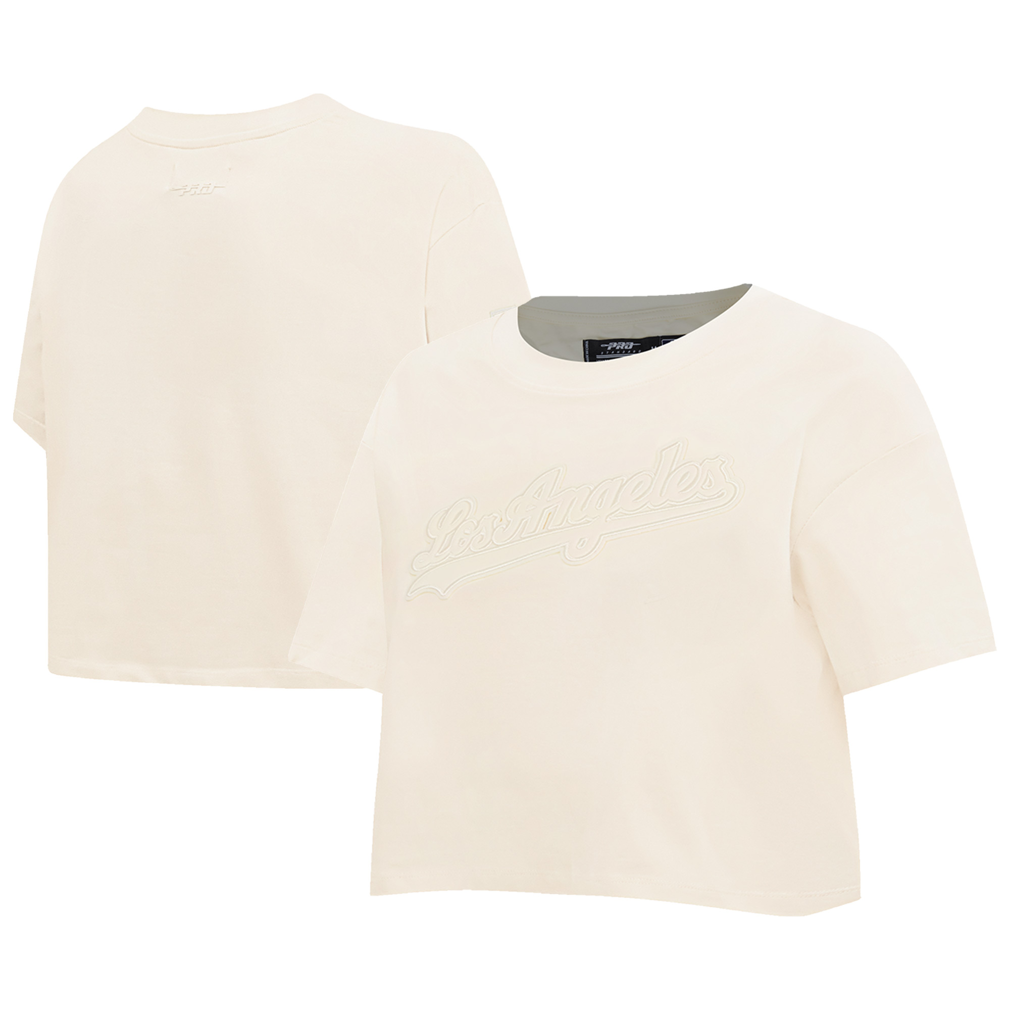 Women's Pro Standard Cream Los Angeles Dodgers Cropped Boxy T-Shirt