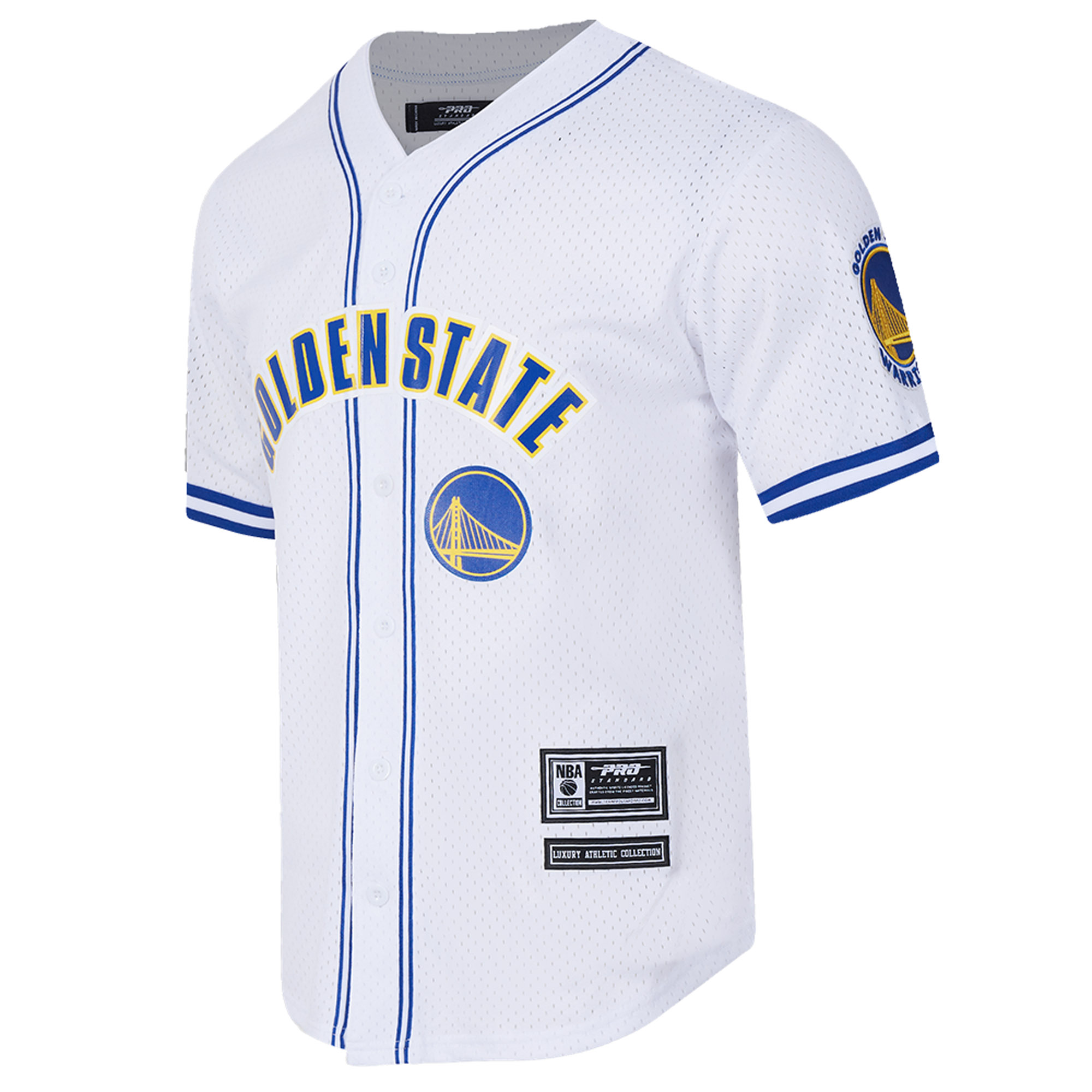 Men's Pro Standard White Golden State Warriors Classic Mesh V-Neck Button-Up Shirt - Image 10