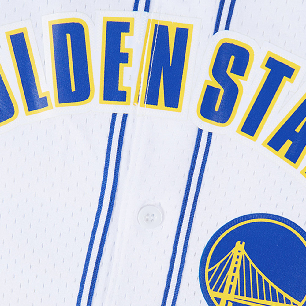 Men's Pro Standard White Golden State Warriors Classic Mesh V-Neck Button-Up Shirt - Image 12