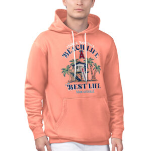 Men's Margaritaville Coral Los Angeles Angels Beach Hut Graphic Pullover Hoodie