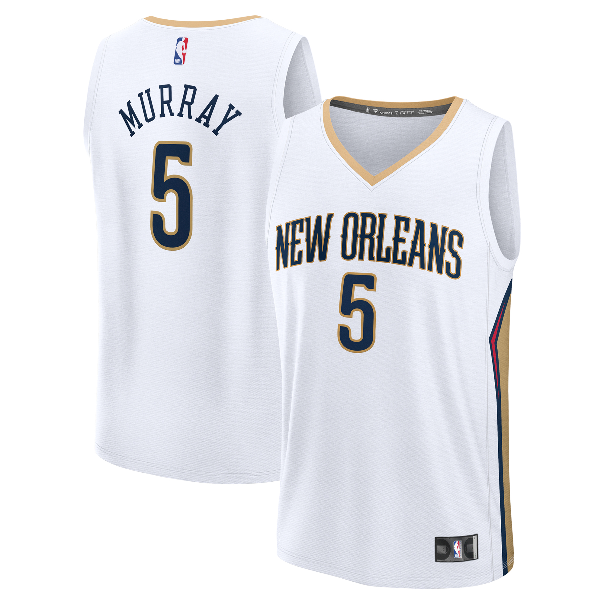 Men's Fanatics Dejounte Murray White New Orleans Pelicans Fast Break Replica Player Jersey - Association Edition