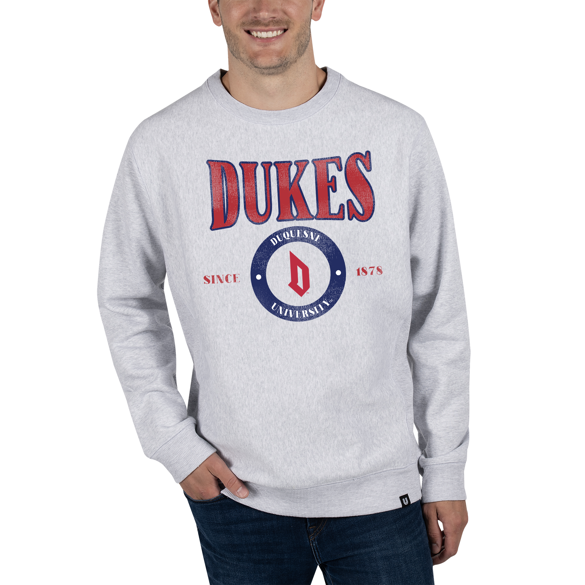 Unisex Uscape Apparel Heather Gray Duquesne Dukes Premium Heavyweight Pullover Sweatshirt