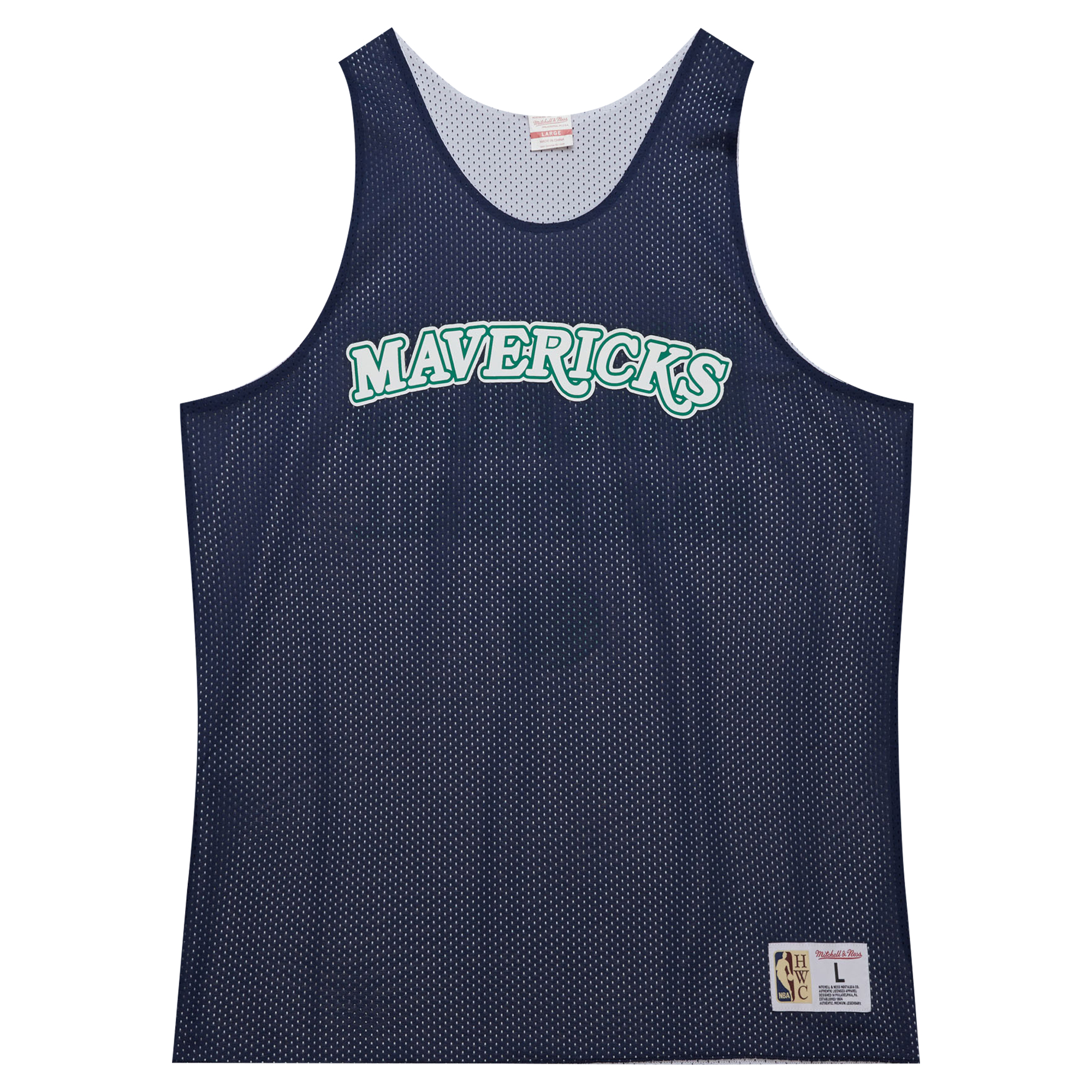 Men's Mitchell & Ness Navy/White Dallas Mavericks Hardwood Classics Reversible Mesh Practice Jersey - Image 3