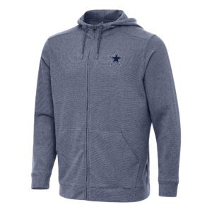 Men's Antigua Heather Navy Dallas Cowboys Effortless Full-Zip Hoodie