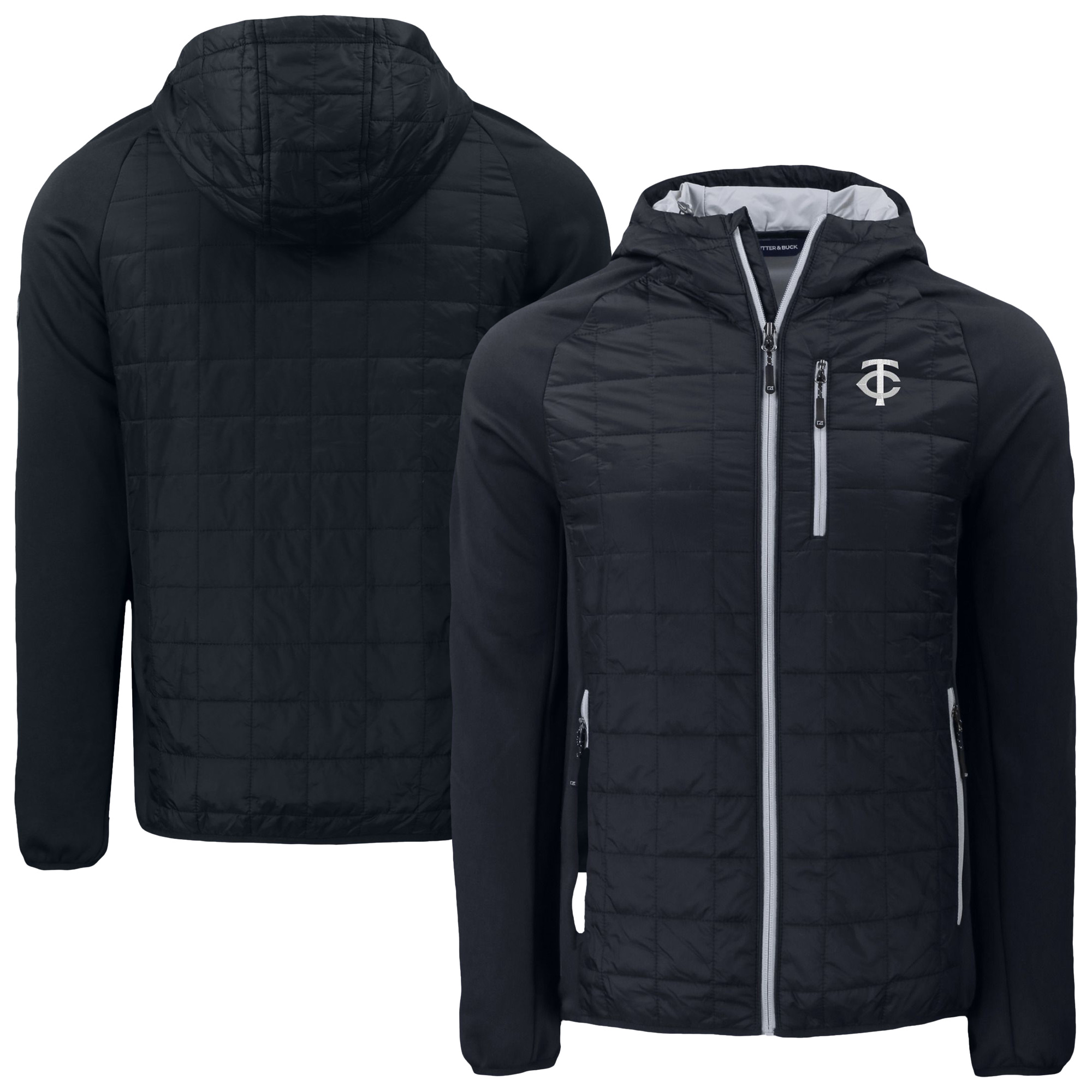 Men's Cutter & Buck Black Minnesota Twins Rainier PrimaLoft Eco Full-Zip Hoodie