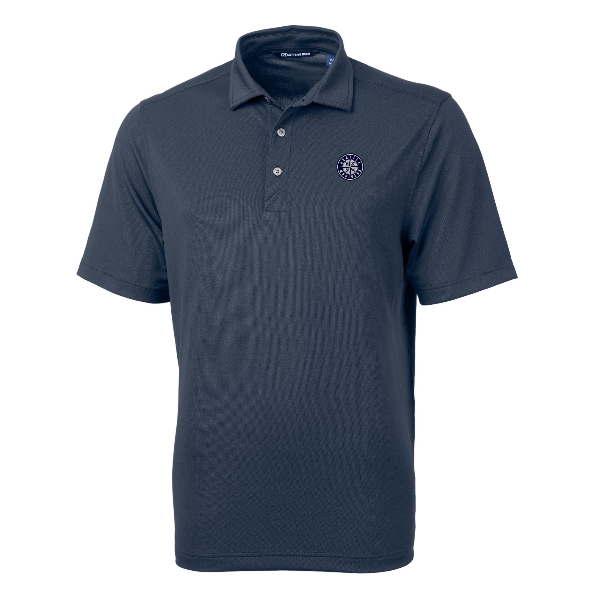 Men's Cutter & Buck Navy Seattle Mariners Virtue Eco Pique Recycled Polo - Image 6
