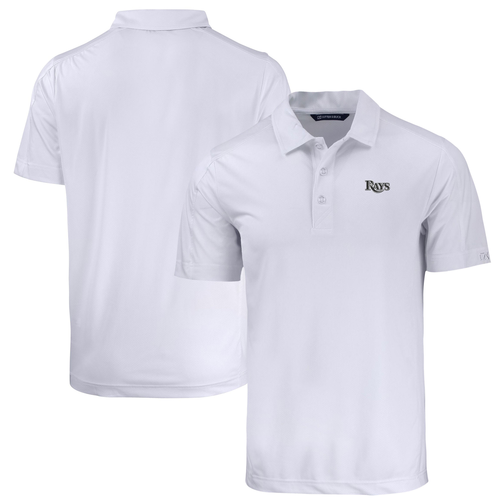 Men's Cutter & Buck White Tampa Bay Rays Big & Tall Prospect Eco Textured Stretch Recycled Polo