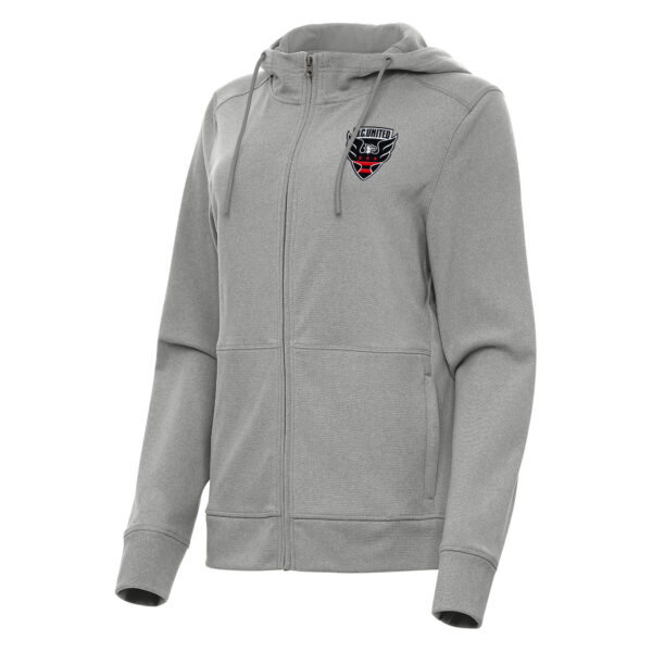 Women's Antigua Heather Gray D.C. United Seeker Full-Zip Hoodie