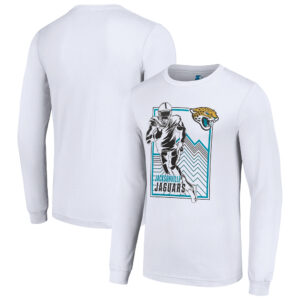 Men's Starter White Jacksonville Jaguars Player Grid Graphic Long Sleeve T-Shirt