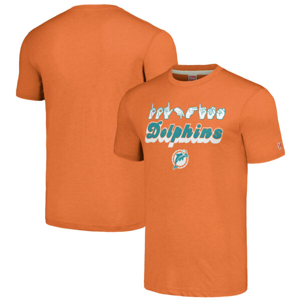Unisex Homage Orange Miami Dolphins The NFL ASL Collection by Love Sign American Sign Language T-Shirt