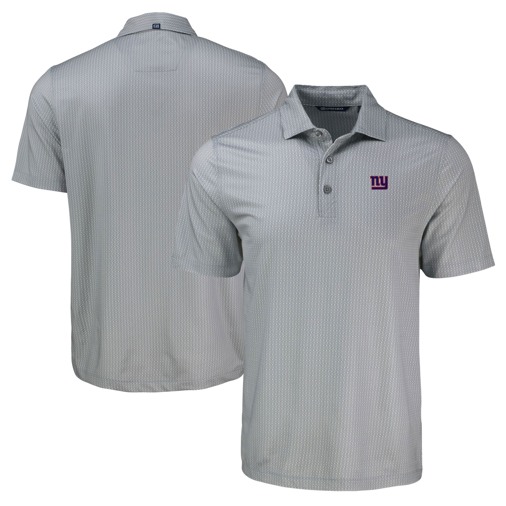 Men's Cutter & Buck Gray New York Giants Pike Eco Shadow Check Print Recycled Polo